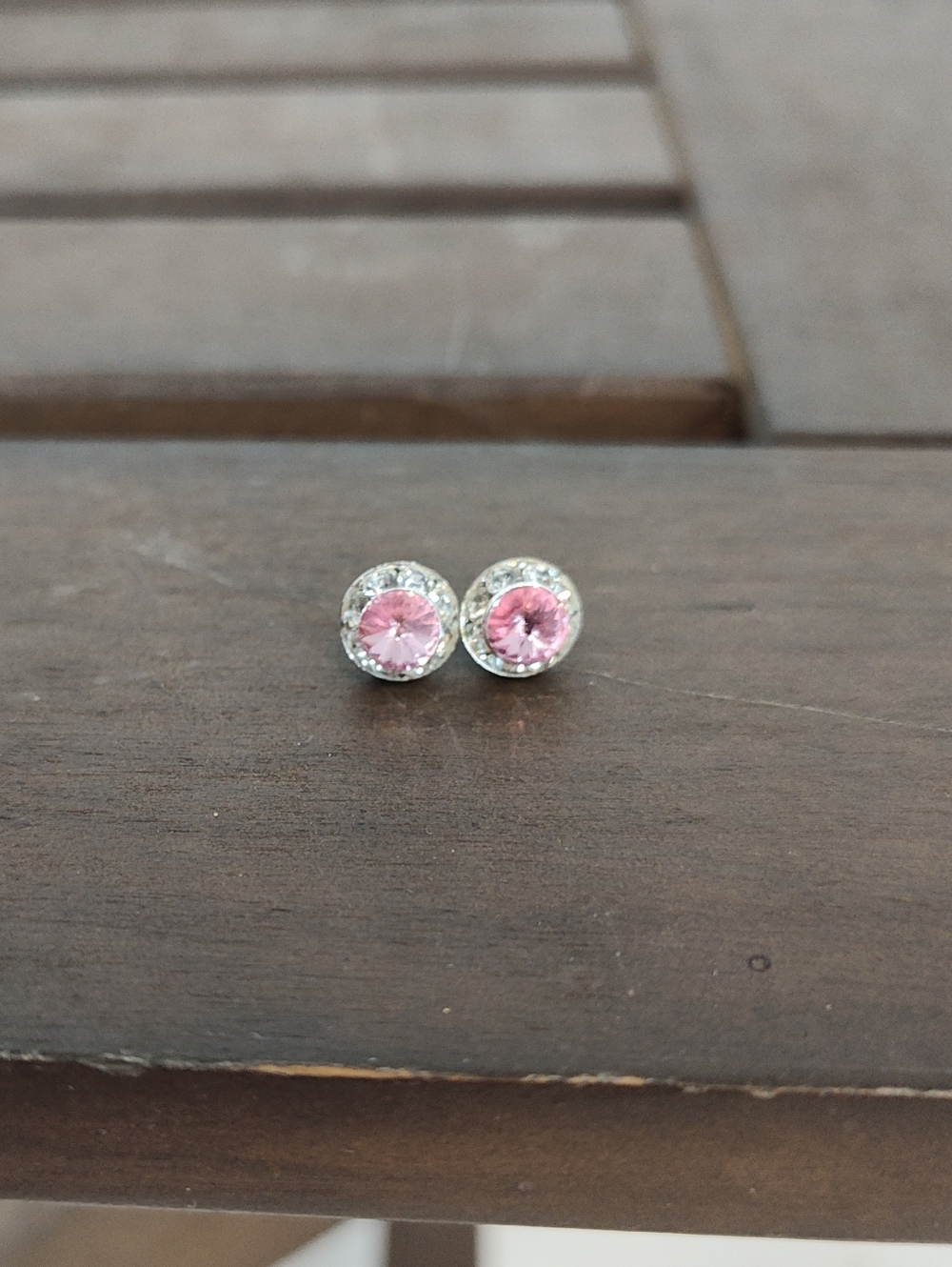 Pink Crystal Halo Stud Earrings - Women Jewelry